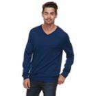 Men Apt. 9&reg; Wool-blend Merino V-neck Sweater, Size: Medium, Med Blue