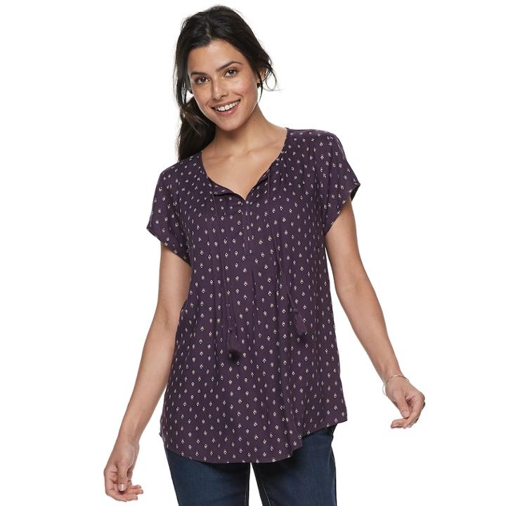 Women's Sonoma Goods For Life&trade; Pintuck Tee, Size: Large, Blue