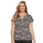 Plus Size Dana Buchman Printed Splitneck Top, Women's, Size: 1xl, Lt Beige