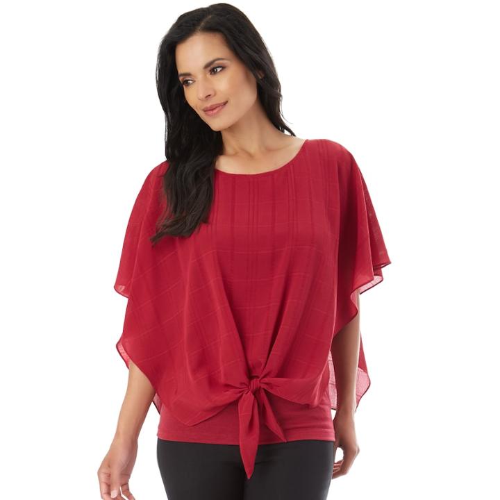 Women's Apt. 9&reg; Tie Front Layered Top, Size: Medium, Dark Red