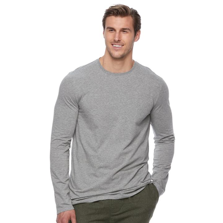 Big & Tall Apt. 9&reg; Premier Flex Classic-fit Stretch Crewneck Tee, Men's, Size: L Tall, Med Grey