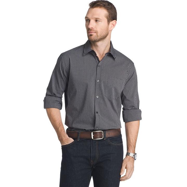 Big & Tall Van Heusen Traveler Stretch Classic-fit No-iron Button-down Shirt, Men's, Size: Xl Tall, Black