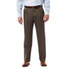 Men's Haggar Premium Classic-fit Stretch Pleated Dress Pants, Size: 38x30, Med Brown