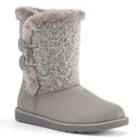 So&reg; Women's Plush Button Boots, Girl's, Size: Medium (7), Grey