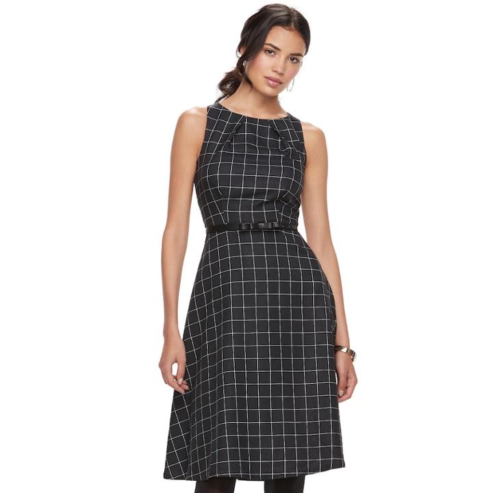 Women's Elle&trade; Pleated Midi Dress, Size: Large, Black