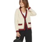 Women's Popsugar Varsity Striped Cardigan Sweater, Size: Xl, Natural