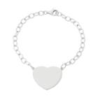 Sterling Silver Heart Link Bracelet, Women's, Size: 7.25