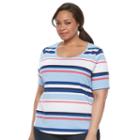 Croft & Barrow, Plus Size &reg; Scoopneck Tee, Women's, Size: 0x, Blue (navy)