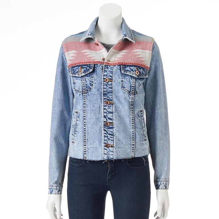 Juniors' Cloud Chaser Southwestern Jean Jacket, Girl's, Size: Small, Blue Other