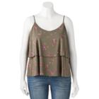 Juniors' Plus Size Mudd&reg; Tiered Flutter Tank, Girl's, Size: 2xl, Med Green
