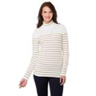 Women's Haggar Striped Turtleneck Sweater, Size: Small, Natural