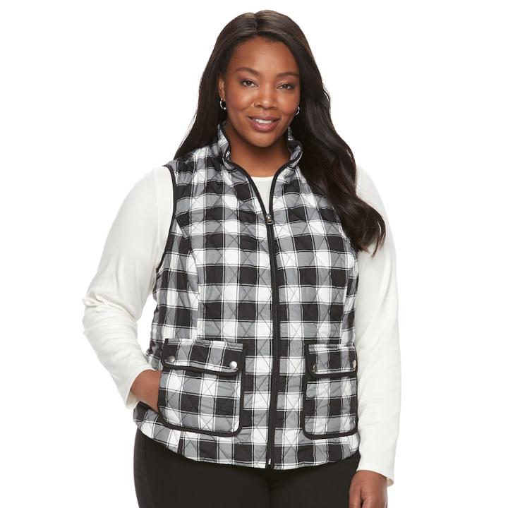 Plus Size Croft & Barrow&reg; Quilted Vest, Women's, Size: 2xl, Black