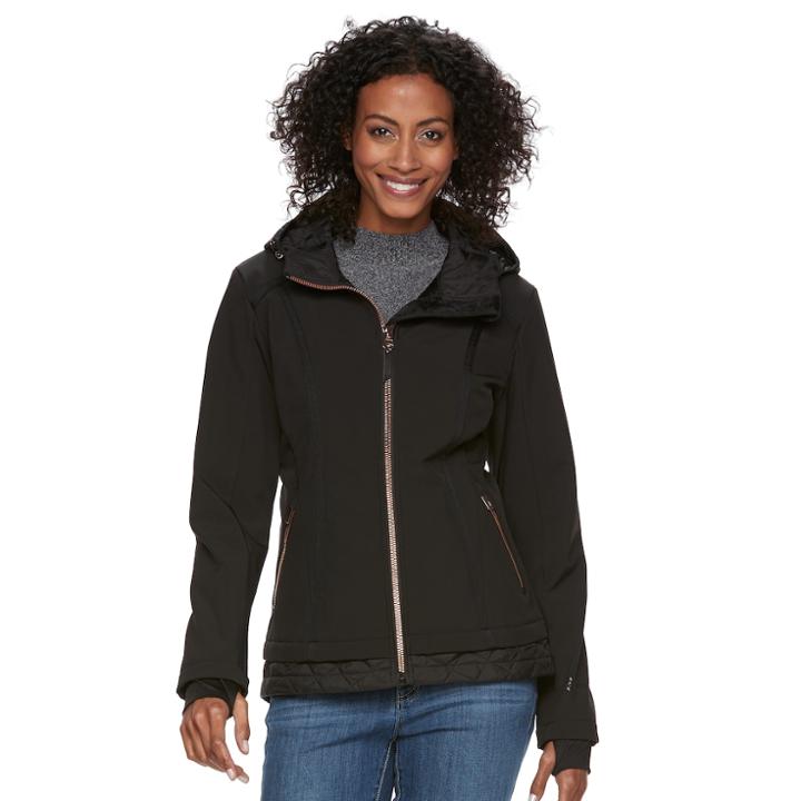 Women's Free Country Quilted Softshell Jacket, Size: Small, Black