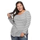 Juniors' Plus Size So&reg; Thermal Henley Top, Teens, Size: 2xl, Med Grey