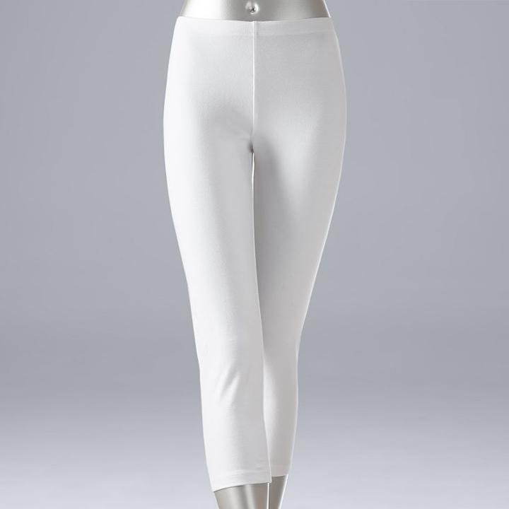 Plus Size Simply Vera Vera Wang Solid Capri Leggings, Women's, Size: 1xl, Natural