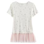 Girls Plus Size Cloud Chaser Tulle Hem Patterned Tee, Size: Xxl Plus, White Oth