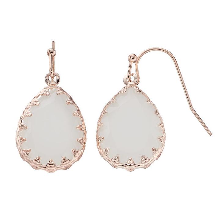 Lc Lauren Conrad Bezel Teardrop Earrings, Women's, Light Pink