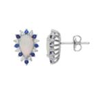 Sterling Silver Lab-created Opal & Lab-created Sapphire Teardrop Earrings, Women's, White