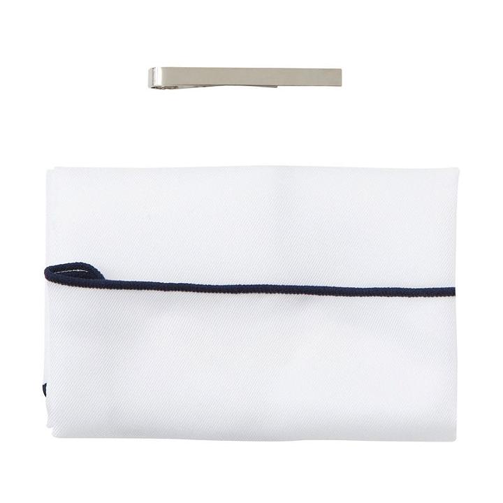 Men's Nick Dunn Pocket Square & Tie Bar Set, White