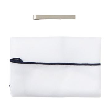 Men's Nick Dunn Pocket Square & Tie Bar Set, White