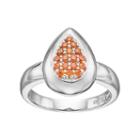 Lotopia Orange Cubic Zirconia Sterling Silver Teardrop Ring, Women's, Size: 5