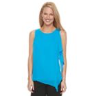 Women's Dana Buchman Cascading Overlay Tank, Size: Large, Blue (navy)