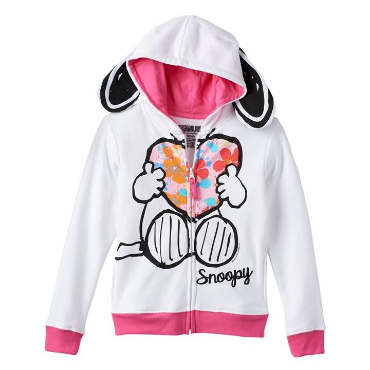 Girls 4-6x Peanuts Snoopy Hoodie, Girl's, Size: 6x, White