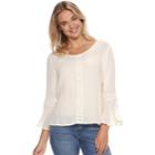 Juniors' Grayson Threads Crochet Trim Blouse, Teens, Size: Large, Lt Beige