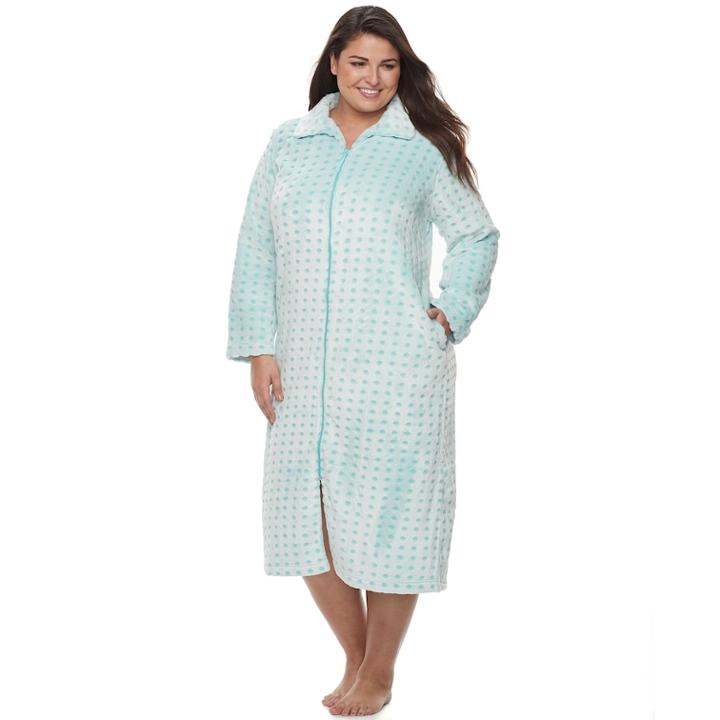Plus Size Croft & Barrow&reg; Plush Zip Lounger, Women's, Size: 1xl, Turquoise/blue (turq/aqua)