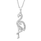 Sterling Silver 1/10-ct. T.w. Diamond Flamingo Pendant, Women's, Size: 18, White