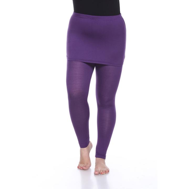 Plus Size White Mark Skirted Leggings, Women's, Size: 2xl, Purple