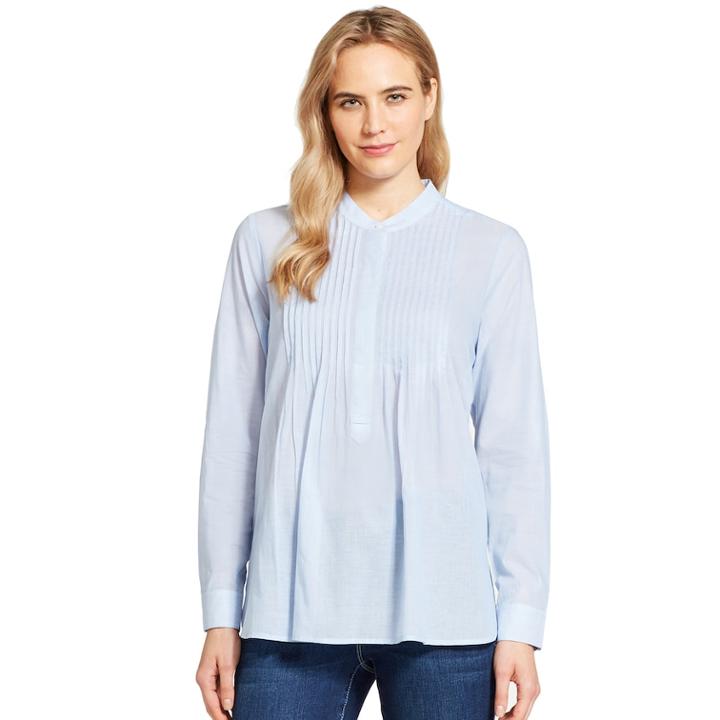 Women's Izod Pintuck Henley Blouse, Size: Large, Blue