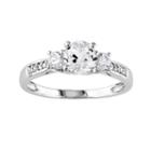 10k White Gold Lab-created White Sapphire Diamond Accent 3-stone Wedding Ring, Women's, Size: 5
