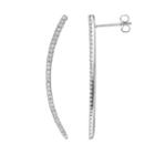 Fleur Cubic Zirconia Curved Bar Drop Earrings, Women's, Grey