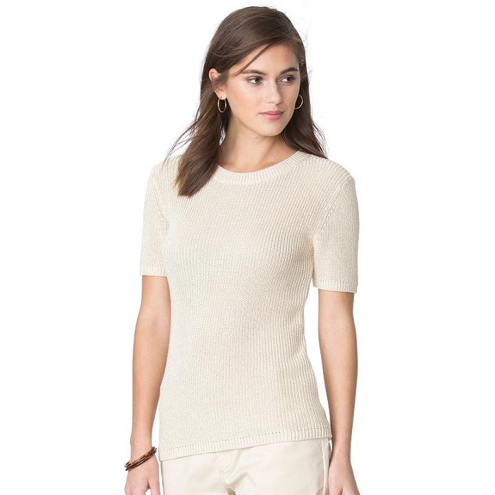 Women's Chaps Ribbed Crewneck Sweater, Size: Xl, Beige Over