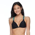 Mix And Match Macrame Push-up Bikini Top, Teens, Size: Medium, Black Turq