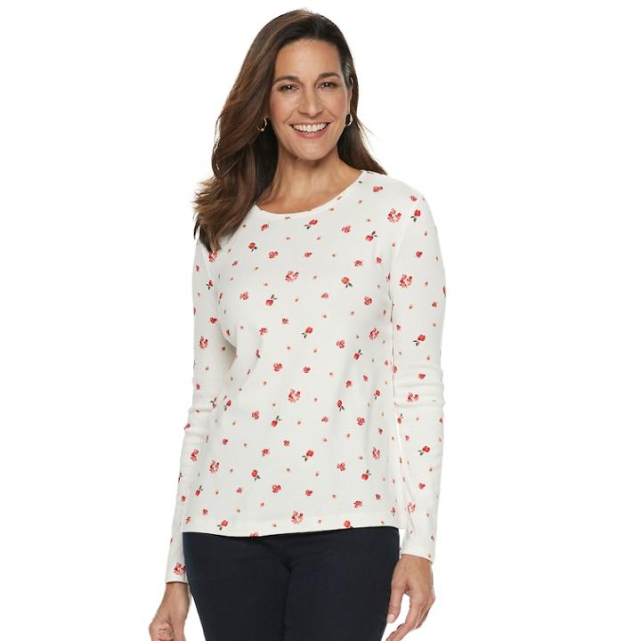 Women's Croft & Barrow&reg; Fall Graphic Tee, Size: Xl, White