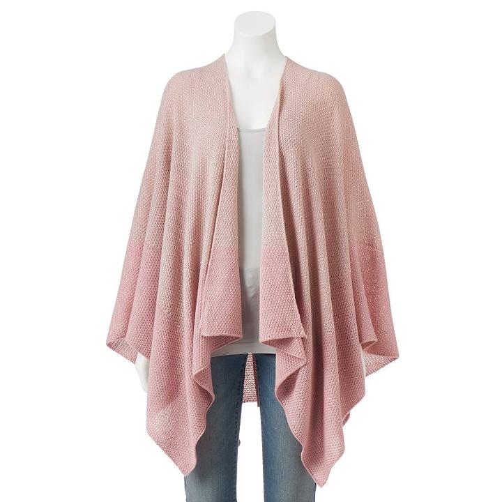 Sonoma Goods For Life&trade; Knit Colorblock Border Ruana, Women's, Silver