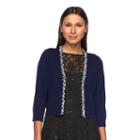 Women's Ronni Nicole Faux-pearl Open-front Shrug, Size: Large, Blue (navy)