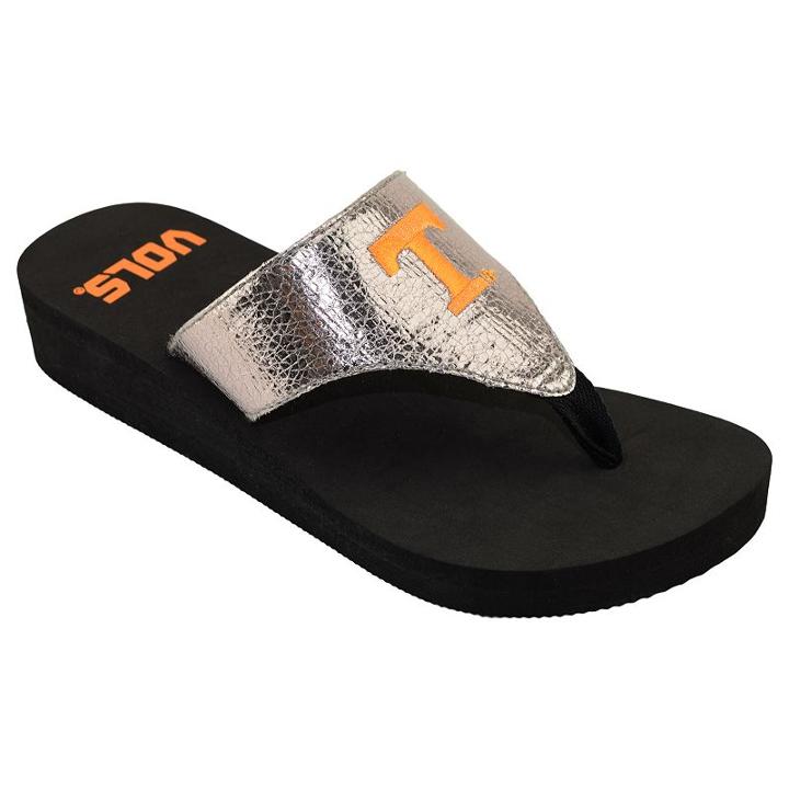 Women's Tennessee Volunteers Shine Platform Flip-flops, Size: Large, Red/coppr (rust/coppr)