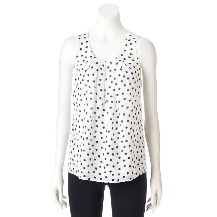 Women's Elle&trade; Pleated Scoopneck Tank, Size: Xl, White