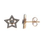 14k Rose Gold 1/5 Carat T.w. Black Diamond Double Star Stud Earrings, Women's