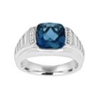 Men's Sterling Silver London Blue Topaz & Diamond Accent Ring, Size: 9