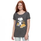 Juniors' Peanuts Snoopy Dancing Pumpkins Graphic Tee, Teens, Size: Small, Dark Grey