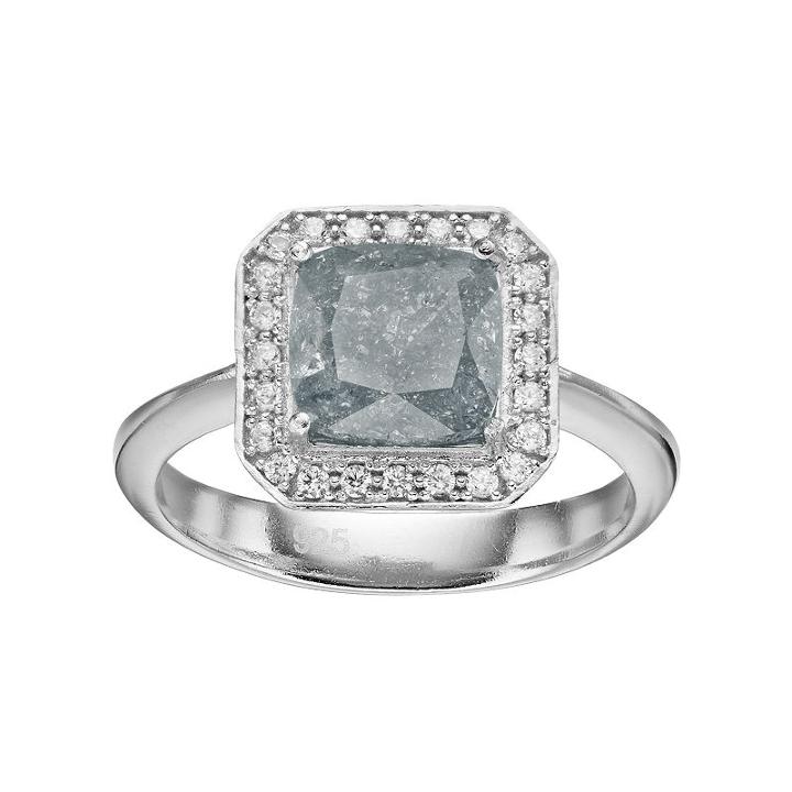 Sterling Silver Cubic Zirconia Teardrop Halo Ring, Women's, Size: 7, Grey