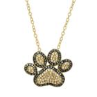 Artistique 18k Gold Over Silver Crystal Paw Print Pendant Necklace, Women's, Yellow