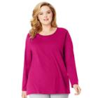 Plus Size Just My Size Long Sleeve Relaxed Crew Tee, Women's, Size: 3xl, Med Pink