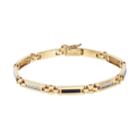 Men's 10k Gold 1/4 Carat T.w. Diamond & Onyx Rectangle Link Bracelet, Size: 8.5, Black