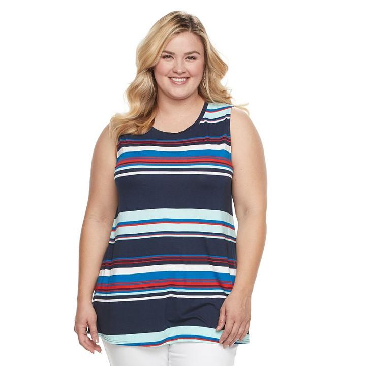 Plus Size Women's Croft & Barrow&reg; Scoopneck Trapeze Tank, Size: 2xl, Dark Blue