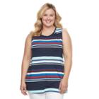 Plus Size Women's Croft & Barrow&reg; Scoopneck Trapeze Tank, Size: 2xl, Dark Blue